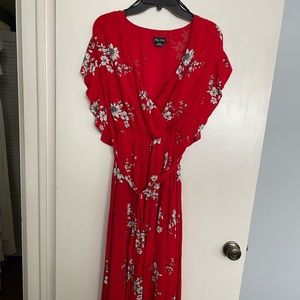 City Chic Red Floral Wrap Dress